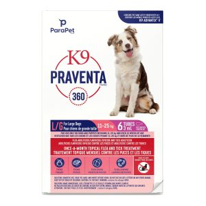 Traitement contre les puces et les tiques pour chiens de grande taille de 11kg jusqu&rsquo;à 25kg. – K9 PRAVENTA 360