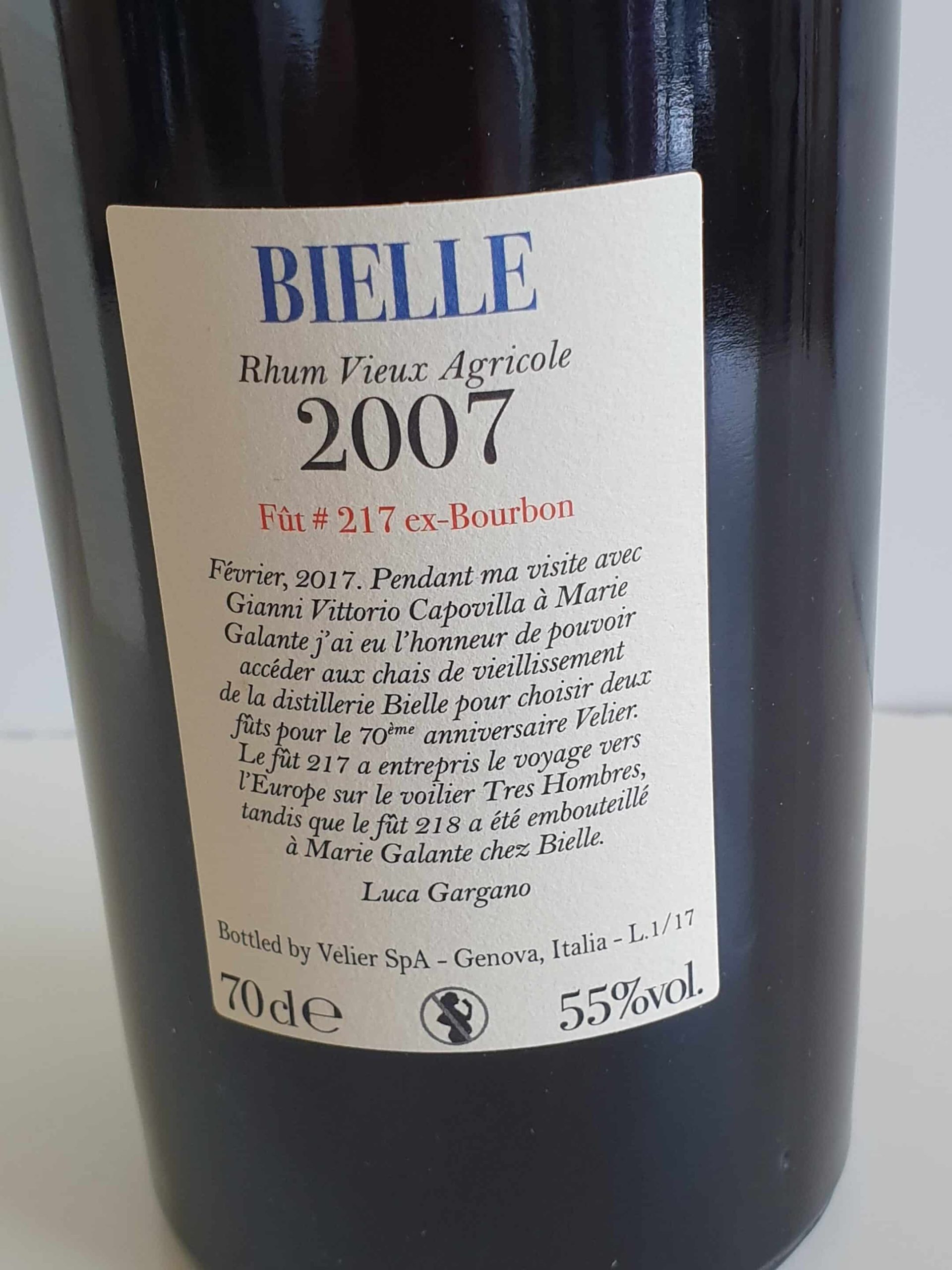 RHUM VIEUX BIELLE 70 CL 55° MILLESIME 2007 SINGLE CASK – Image 4