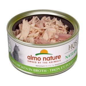 Conserve Thon et Poulet en Bouillon pour Chats, 70g – Almo Nature HQS Natural