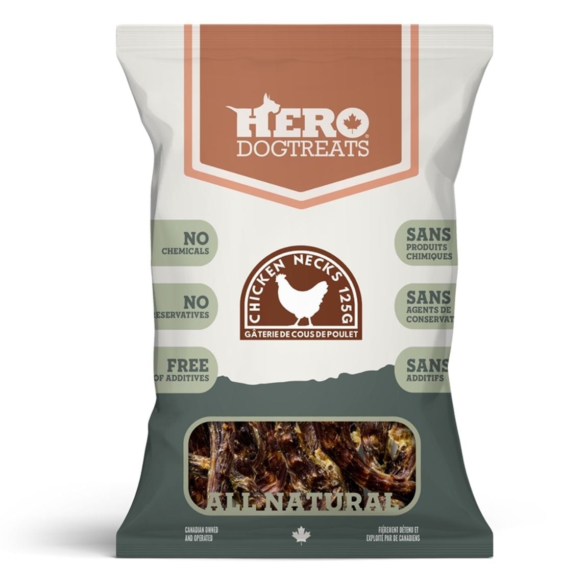Gâterie Cous de Poulet pour Chiens, 125 g – Hero Dog Treats