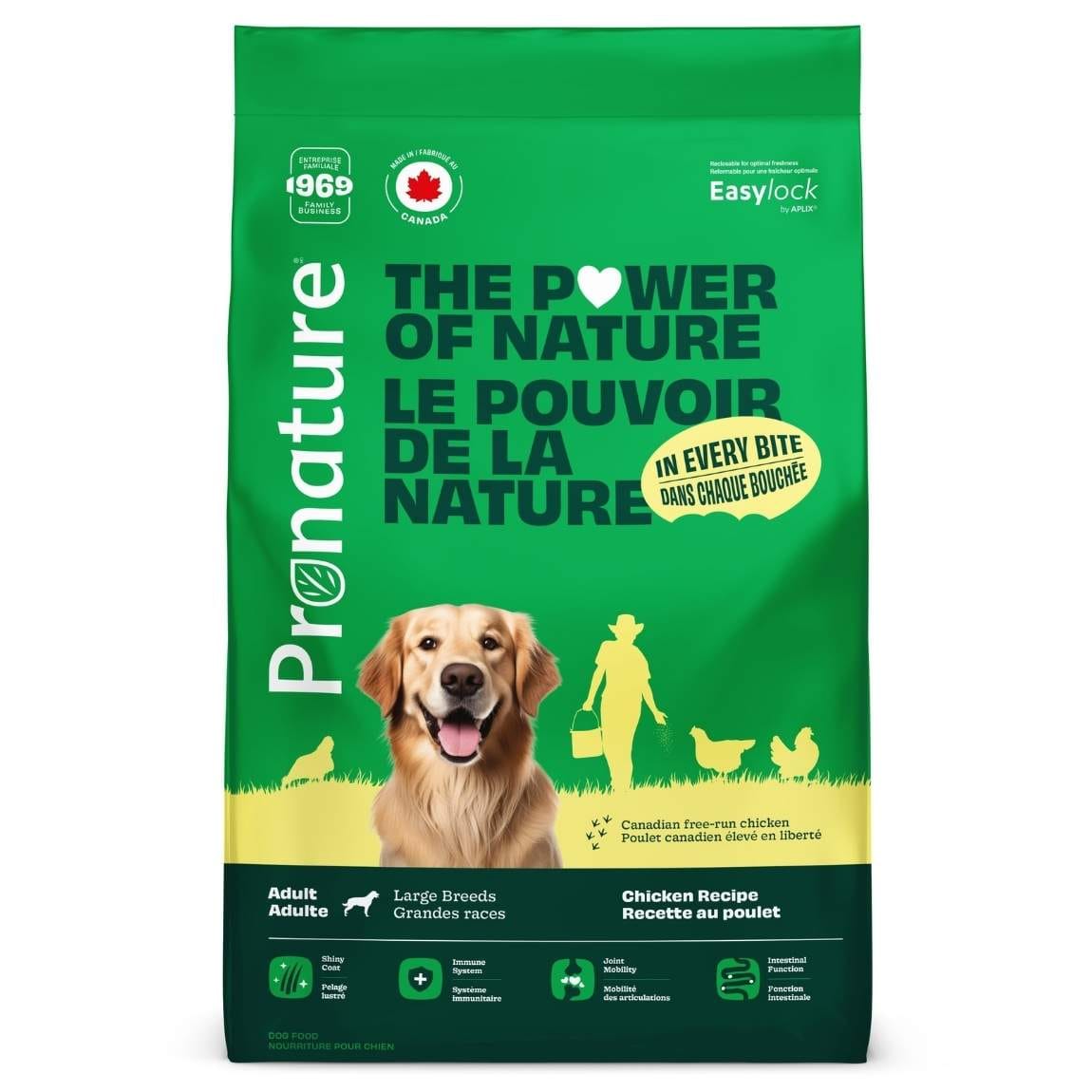 Nourriture pour Chien Adulte Grandes Races, Recette Poulet, 15Kg – Pronature