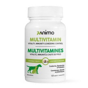 Comprimés à Croquer Multivitamines – Vitalité, Immunité et Chute de Poils, Chiens et Chats, 120 comprimés – Zanimo