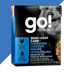 Tetra Pak pour Chien – Poulet Effiloché avec Grains, 354g – Go! Peau + Poils