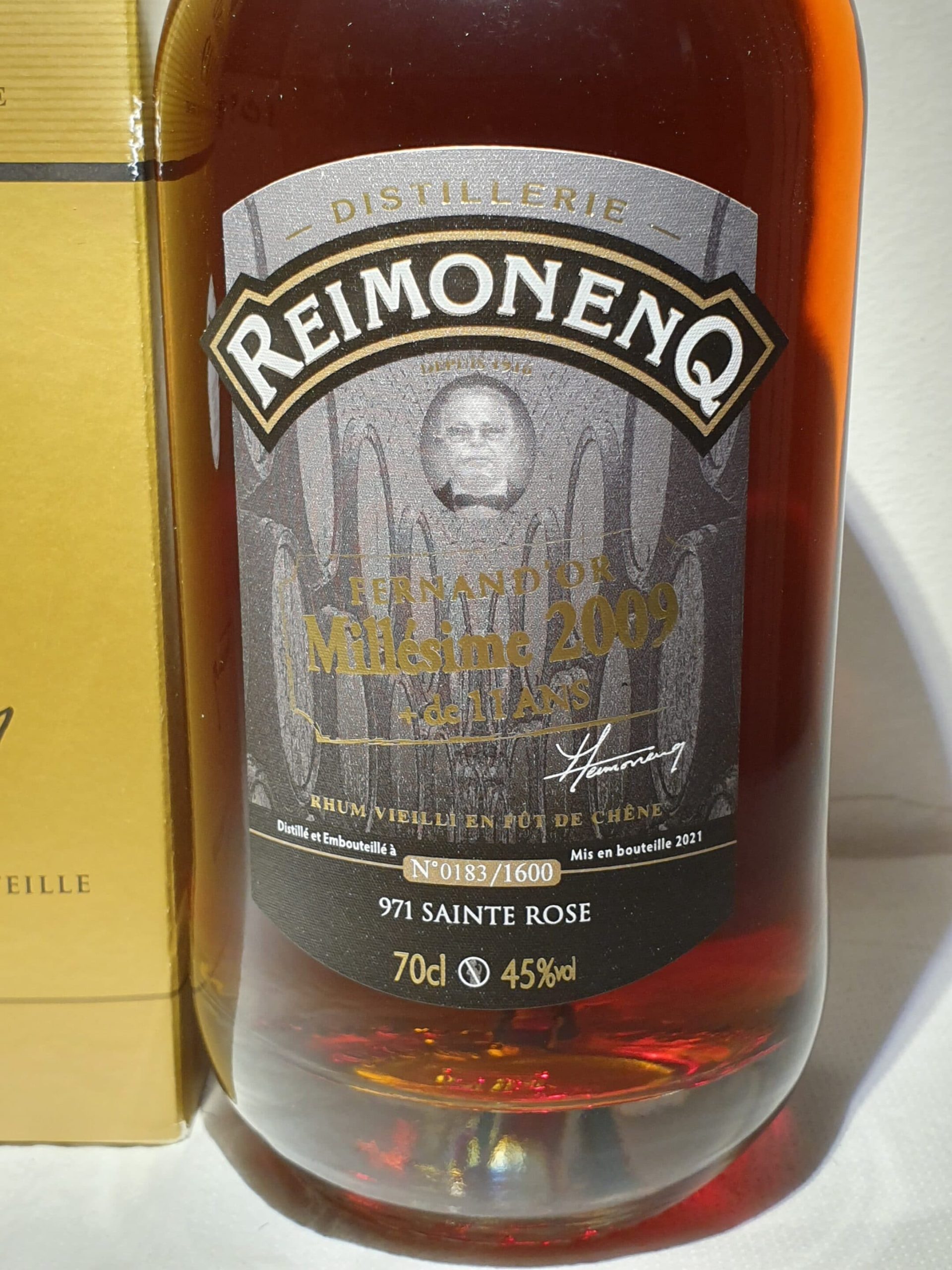 RHUM VIEUX REIMONENQ 70 CL 45°MILLESIME 2009 FERNAND D’OR +11ANS – Image 3
