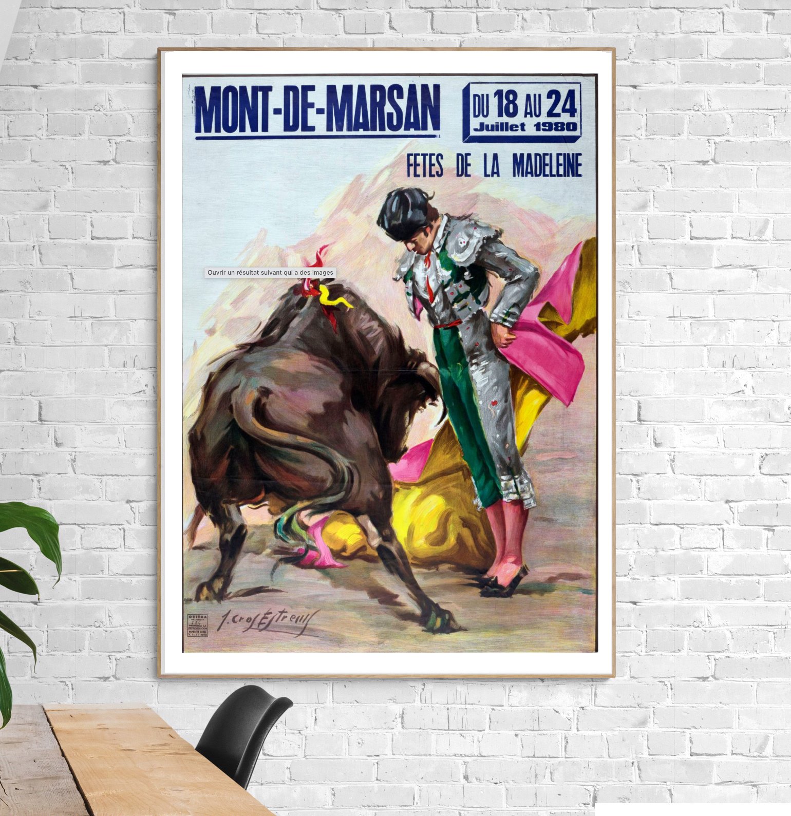 Affiche Corrida – Toros Mont de Marsan – Fêtes Madeleine – 1980